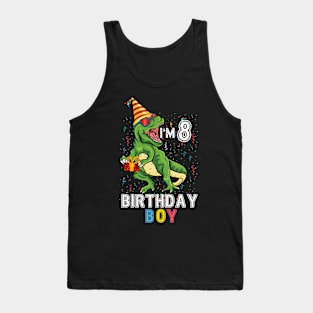 8 Year Old Shirt 8th Birthday Boy T Rex Dinosaur Tank Top